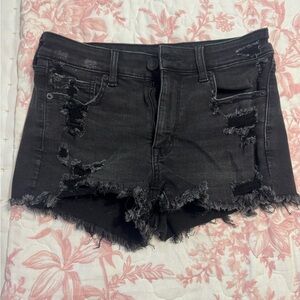 American eagle next level stretch black denim shorts